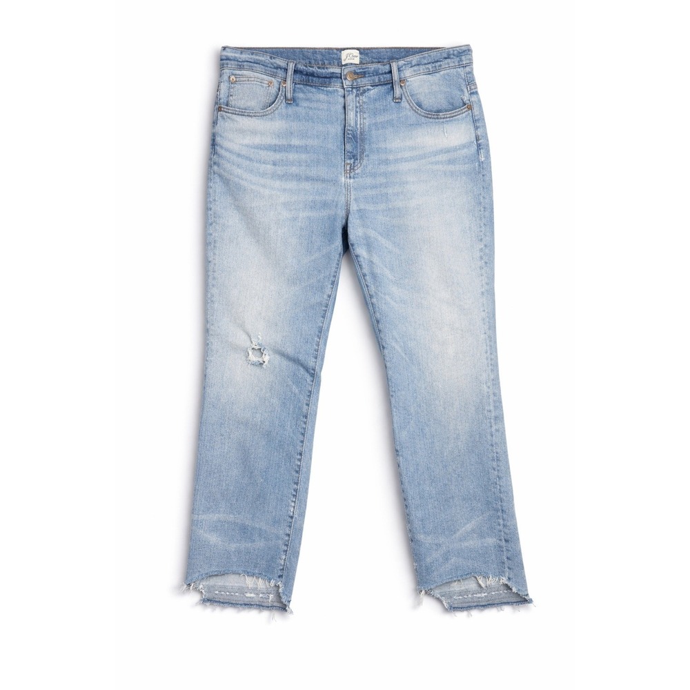 J Crew Denim‎ Slim Boyfriend Jeans Light Wash Distressed Size 34/18 Stretch Boho